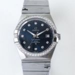 Perfect Replica Swiss Grade Omega Constellation Stainless Steel Diamond Bezel Blue Dial Watch